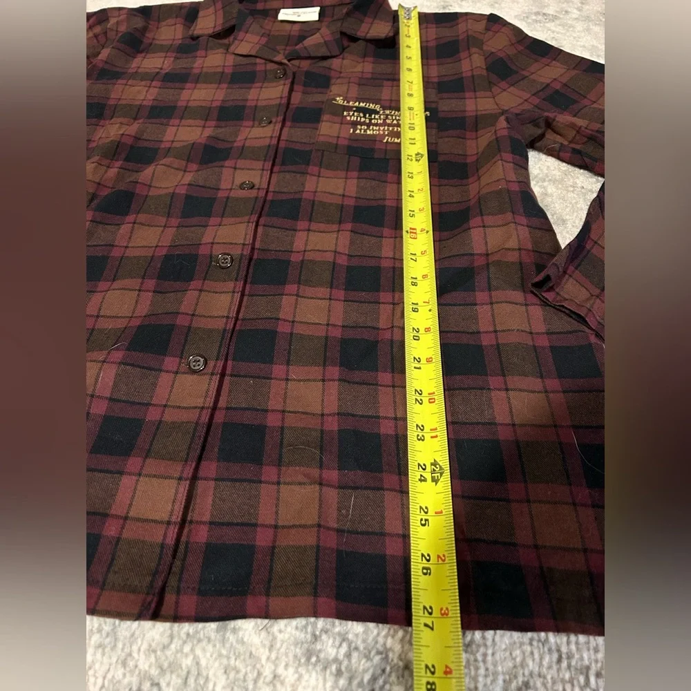 Evermore "I Almost Jumped In" flannel pajama top button up Taylor Swift Top only - Picture 4 of 12